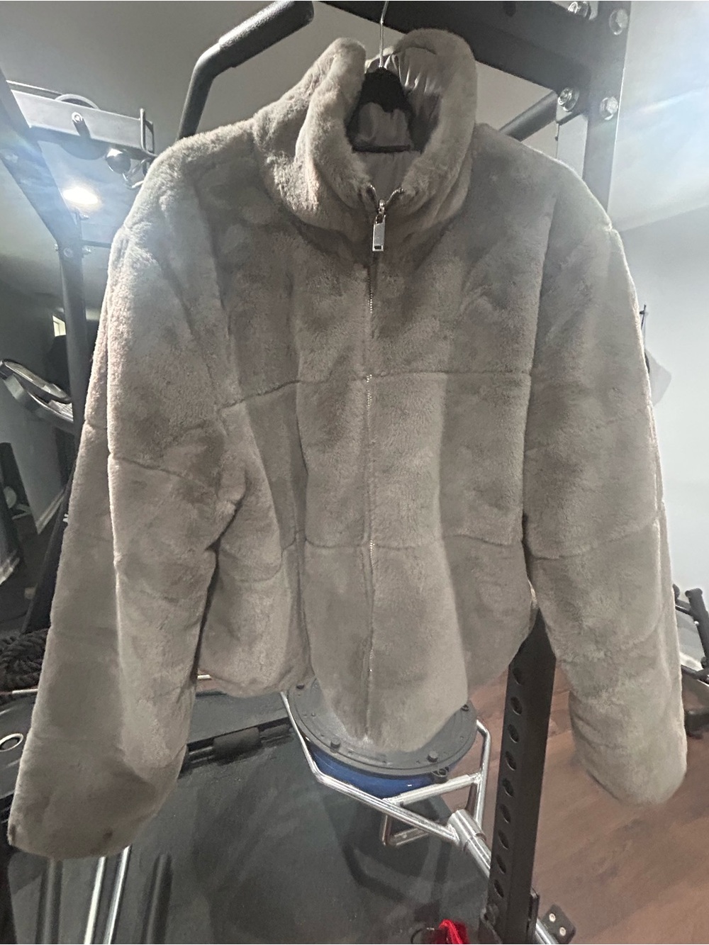 Plush Teddy Zip-Up Jacket - Gray